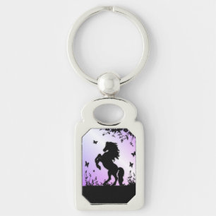 Rearing Black Stallion Key Ring