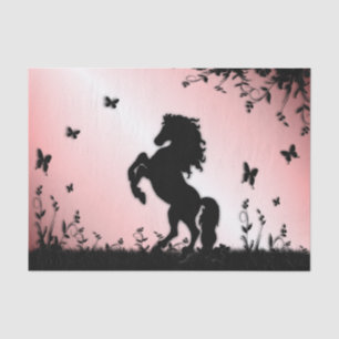 Rearing Black Stallion Pink Tissue Paper