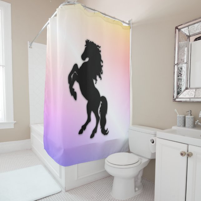 Rearing Black Stallion Shower Curtain (In Situ)