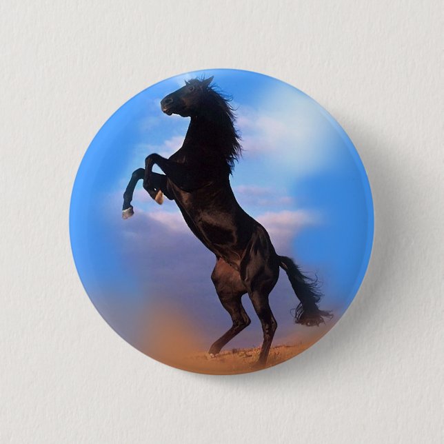 Rearing Horse 6 Cm Round Badge (Front)