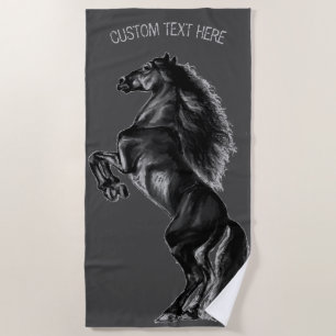 Rearing Horse Beach Towel - Your Text and Colours