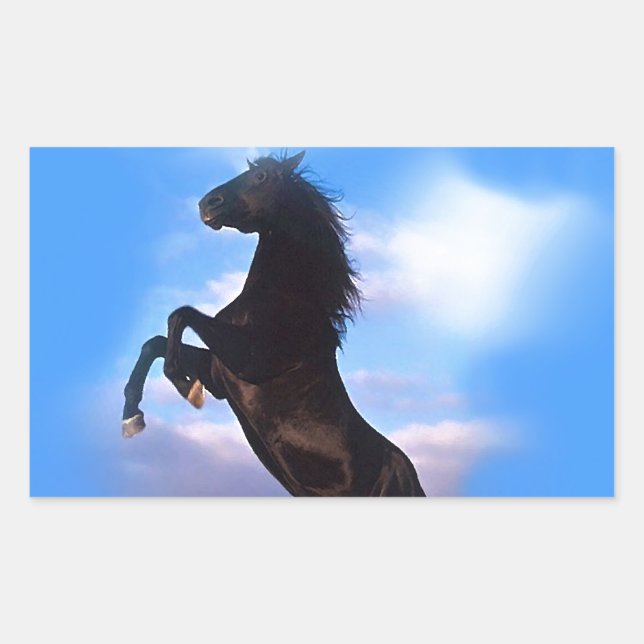 Rearing Horse Rectangular Sticker (Front)