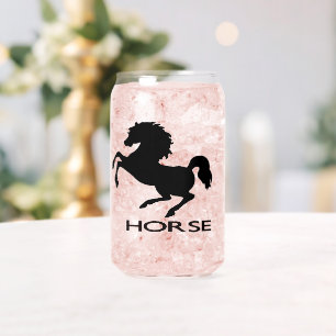 Rearing horse silhouette can glass