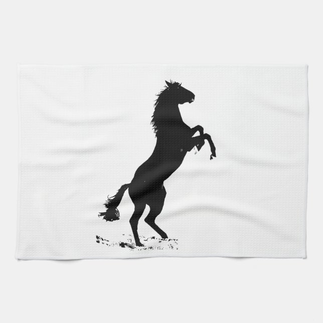 Rearing Horse Silhouette Tea Towel (Horizontal)