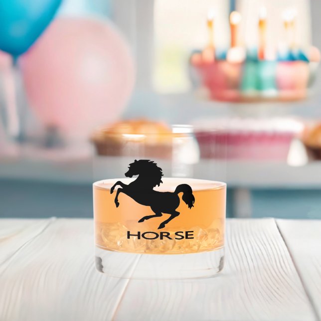 Rearing horse silhouette whiskey glass (Insitu (Baby Shower))