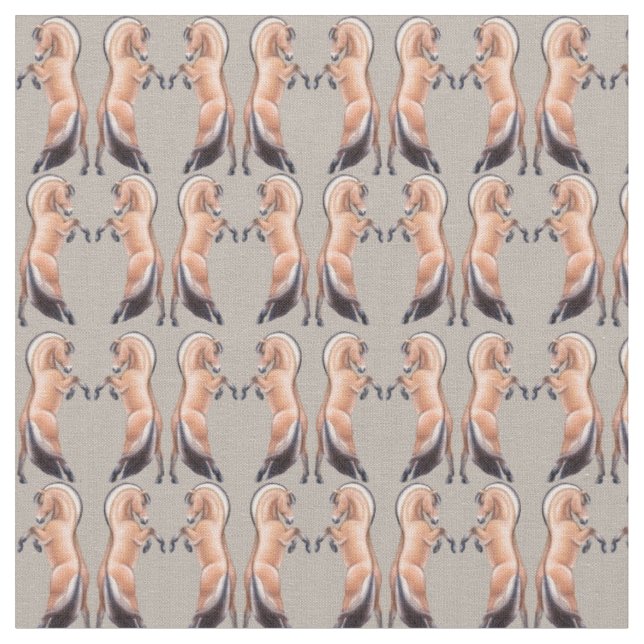 Rearing Norwegian Fjord Horse Fabric (Close Up)
