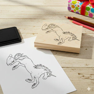 Rearing Unicom Rubber Stamp