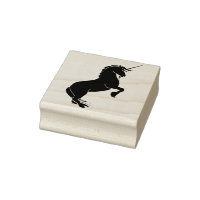 rearing unicorn art stamp