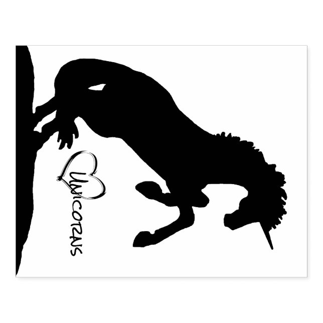 Rearing Unicorn Silhouette (heart) Rubber Stamp (Imprint)