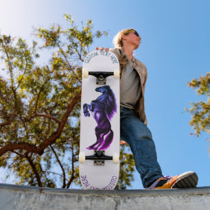 Rearing Wild Horse Skateboard with Custom Text