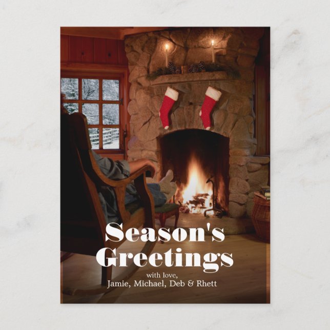 Rearview of woman sitting in rocking chair postcard (Front)