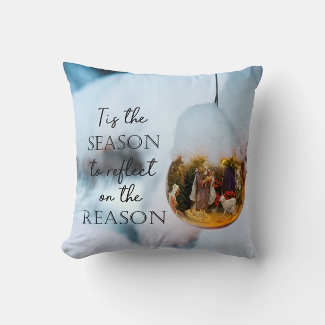 Reason for the Season Nativity Ornament Cushion (Front)