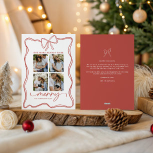 Reason Merry Red Bow Holiday Pregnancy Announcemen Card