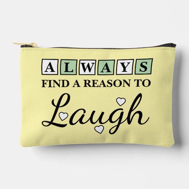 Reason to laugh green yellow accessory pouch (Front)