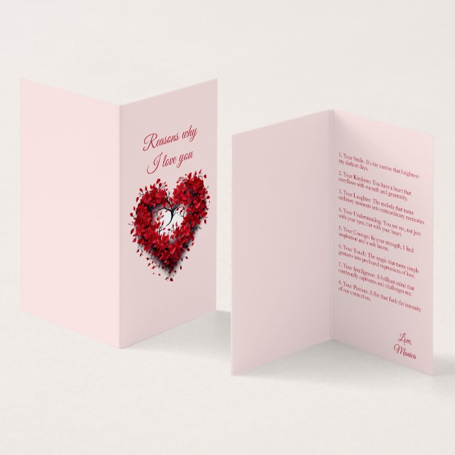 Reasons Why I love You | Custom Valentine's Card (Inside and Outside)