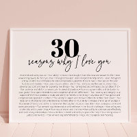 Reasons Why I Love You Modern 30th Birthday Gift