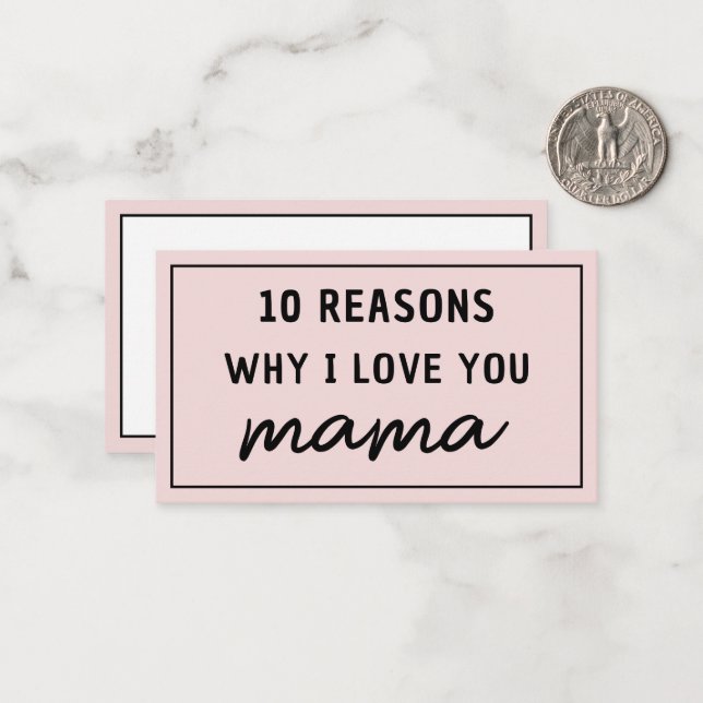 Reasons Why I Love You Mum Mother's Day Cute Card (Front/Back In Situ)