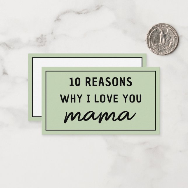 Reasons Why I Love You Mum Mother's Day Cute Card (Front/Back In Situ)