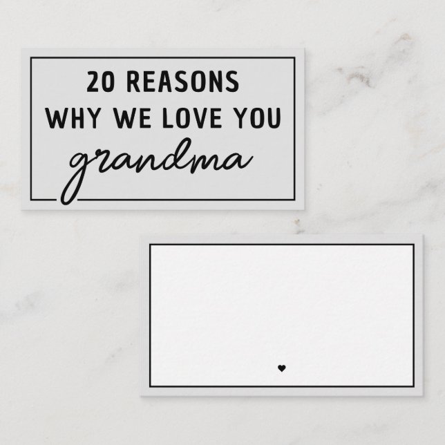 Reasons Why We Love You Grandma Cute Card (Front/Back)