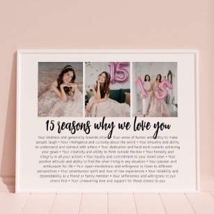 Reasons Why We Love You Quinceanera Birthday Gift Poster