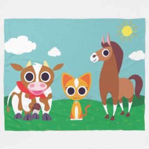 Reba, Purrl, and Zora at Daytime Fleece Blanket