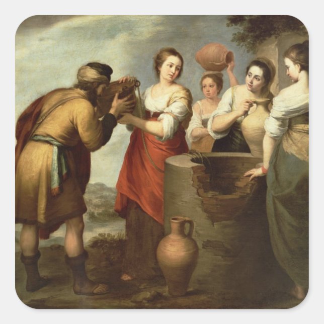 Rebecca and Eliezer at the Well, c.1665 Square Sticker (Front)