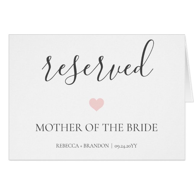 Rebecca Elegant Calligraphy Reserved Wedding Sign (Front Horizontal)