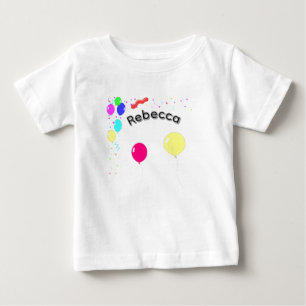 "Rebecca" Girls Name With Balloons, Baby T-Shirt