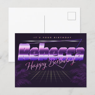 Rebecca Name Vorname lila Postkarte Geburtstag Postcard