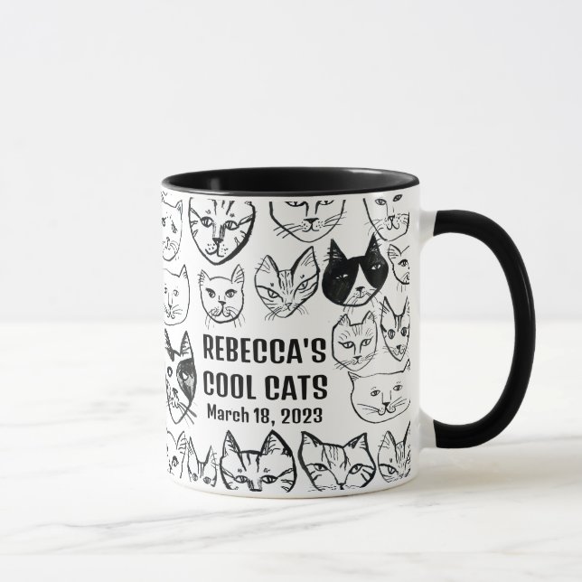 Rebecca's Cool Cats Cute Funny Cat CUSTOM Mug (Right)