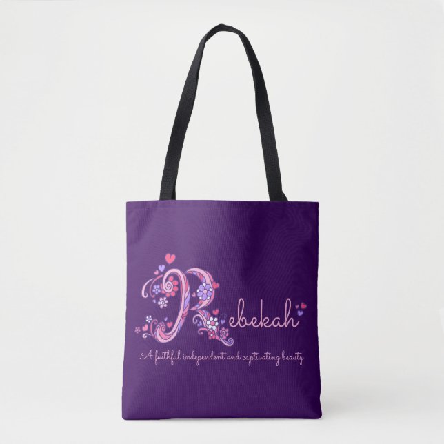 Rebekah R monogram art & name meaning bag (Front)