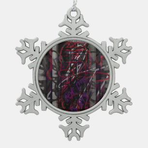 Rebel Artist - Text & Graffiti AbstractDesign Snowflake Pewter Christmas Ornament