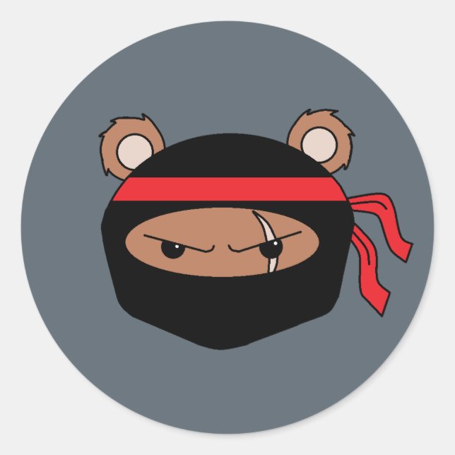 Rebel Bear Ninja Classic Round Sticker (Front)