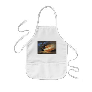 Rebel Civil War flagship on Fire of American flag  Kids Apron