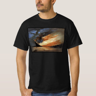 Rebel Civil War flagship on Fire of American flag T-Shirt