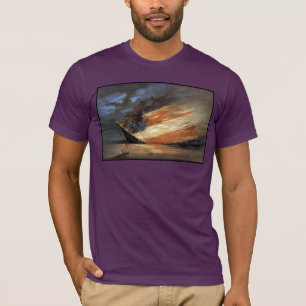 Rebel Civil War flagship on Fire of American flag T-Shirt