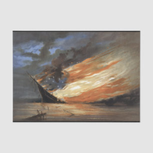 Rebel Civil War flagship on Fire of American flag  Tissue Paper