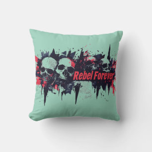 "Rebel Forever" - Edgy Skull Graphic Design Cushion