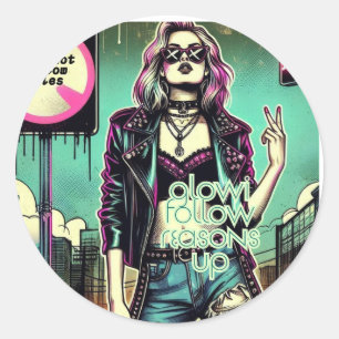 Rebel Girl - I Do Not Follow Rules Classic Round Sticker