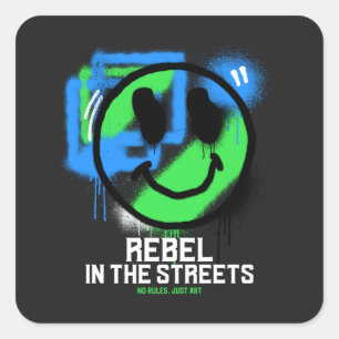 Rebel in the Streets Graffiti Smiley Urban Art Square Sticker