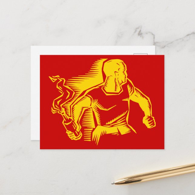 Rebel, Molotov Cocktail, Riots, Communist Style Postcard (Front/Back In Situ)