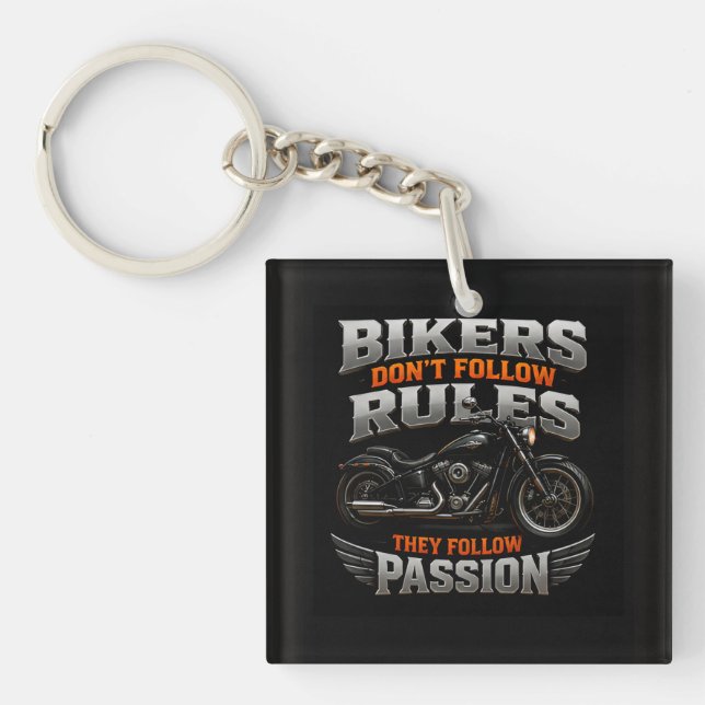 🏍️ Rebel Motorcycle Graphic For Custom Riders ☠️ Key Ring (Front)