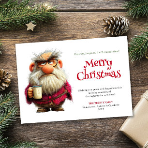 Rebel Santa quirky editable Christmas greeting Holiday Card