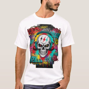 Rebel Skull Graffiti Explosion Urban Streetwear T-Shirt