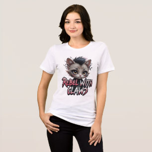 Rebel With Claws T-Shirt Punk Rock Cat Graphic Tee
