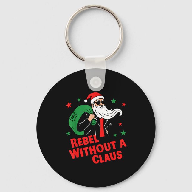 Rebel Without A Claus– Cool Santa Leather Jacket C Key Ring (Front)