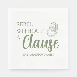 Rebel Without A Clause Christmas Santa Green Napkin