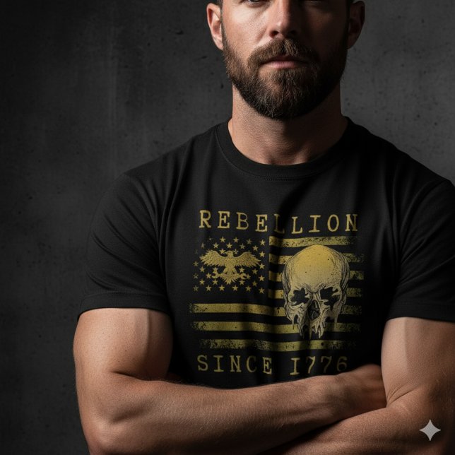 Rebellion 1776 American Flag Skull T-Shirt Tri-Blend Shirt (Creator Uploaded)