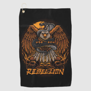 Rebellion Bald Eagle and Skulls  Golf Towel