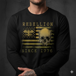 Rebellion Since 1776 Skull Basic Long Slive Tshirt